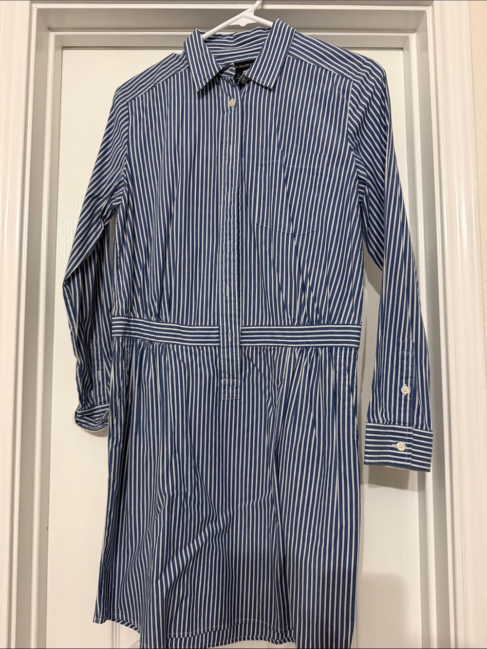 Banana Republic Blue and White Striped Shirt Dress